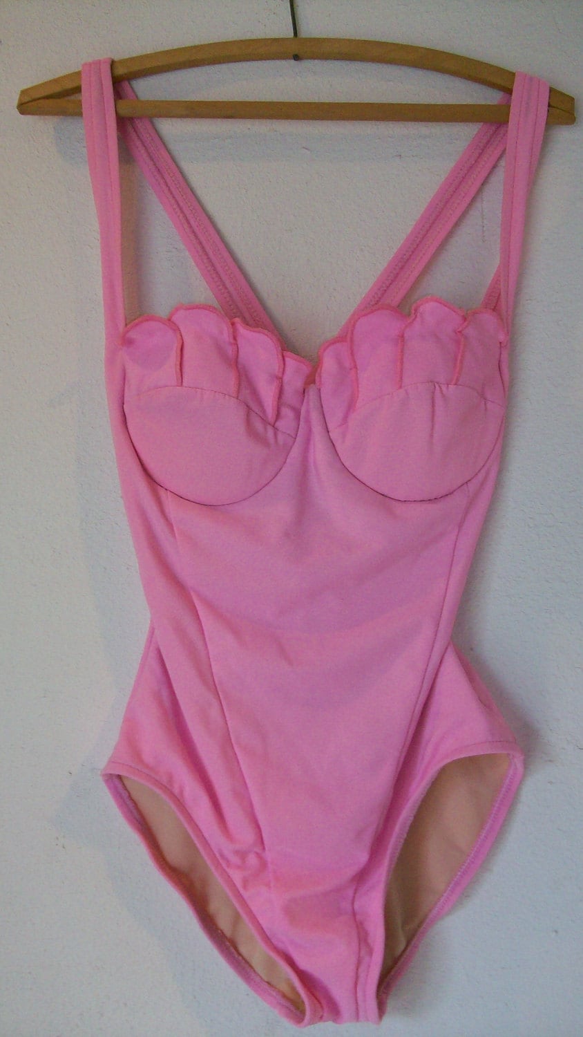 Pretty in Pink swimsuit one piece with tulip cups and cut
