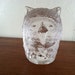 Vintage Pukegerg Sweden Crystal Art Glass Paperweight Horned Barn Snow Owl