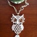 Vintage Groovy White and Gold Articulated Owl Pendant 1970s
