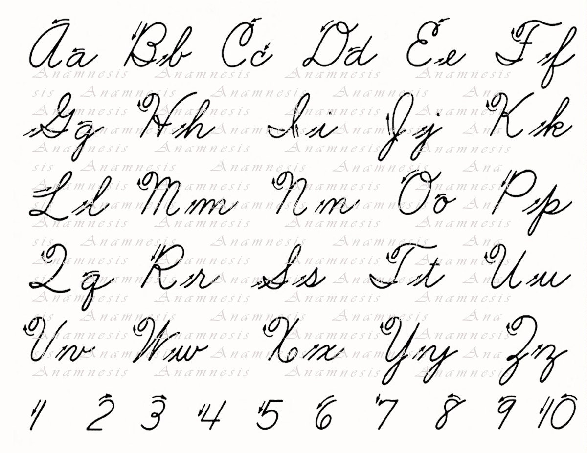 CURSIVE WRITING ALPHABET digital download printable by Anamnesis