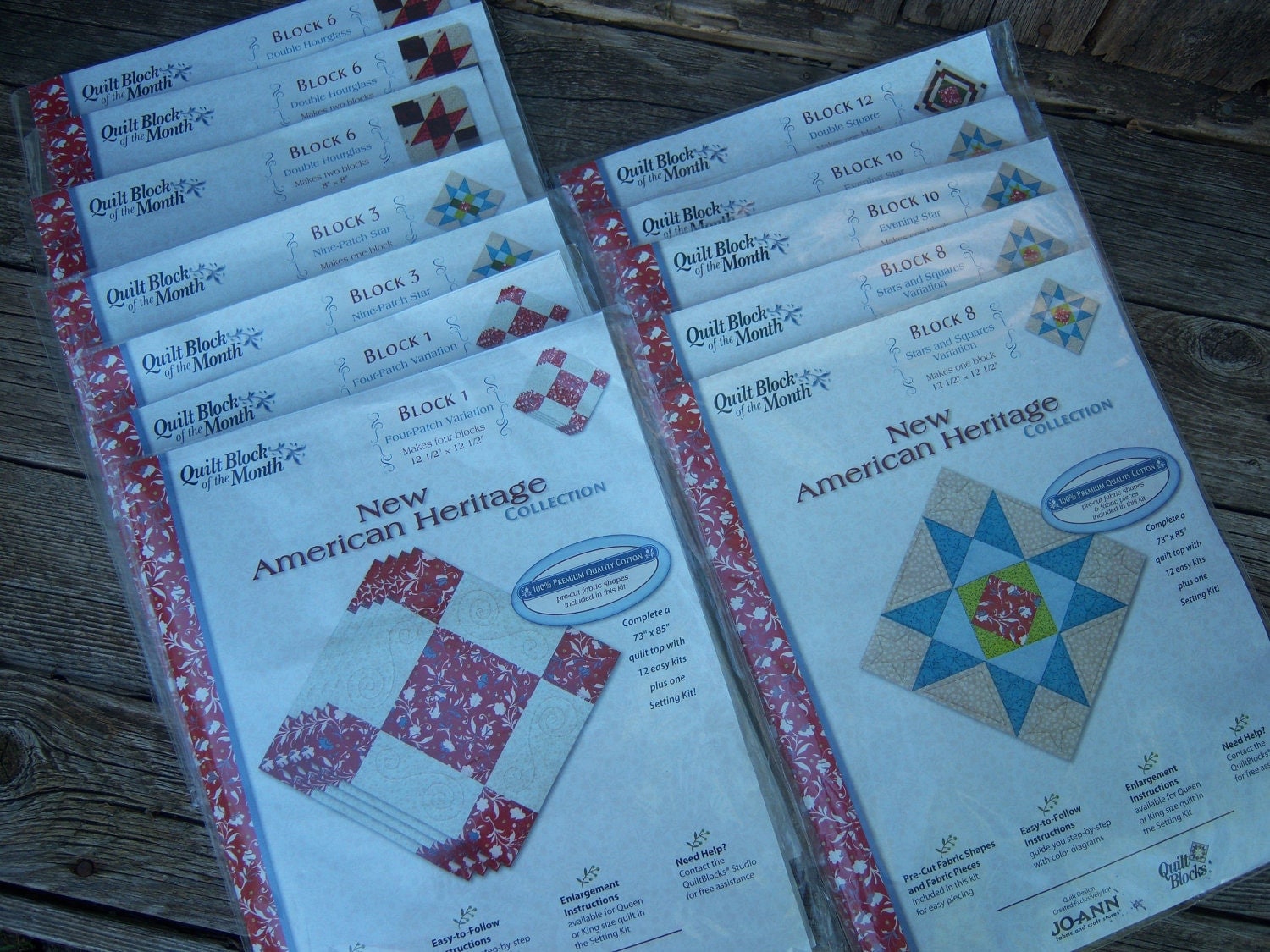 JoAnn Quilt Month New American Heritage Fabric 12 kits blocks