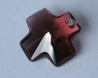 1 SWAROVSKI 6866 Cross Crystal Pendant 20mm BURGUNDY