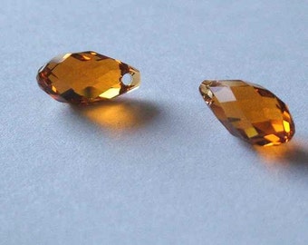 2 SWAROVSKI 6010 Briolette Crystal Beads TOPAZ