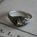 Vintage Art Deco Ring . 1920s Jewelry . Sterling Silver Yellow Jewel Ring