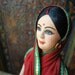 Indian Doll, East Indian, Hindu, Woman in Sari, Saree, Red, Green, and Gold, with Earrings
