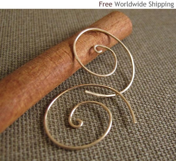 Items similar to Handmade 14k Gold Filled Spiral Earrings. Elegant ...