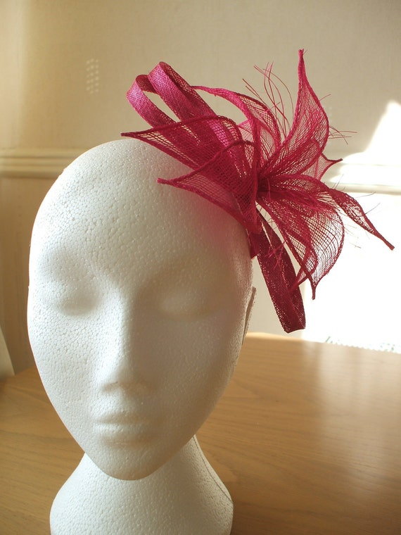 Hot pink Petals Sinamay Fascinator on a comb. Weddings