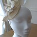 Cream Fascinator, Sinamay and Feather, on a comb. Weddings, Races
