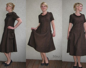 Eco friendly brown linen dress
