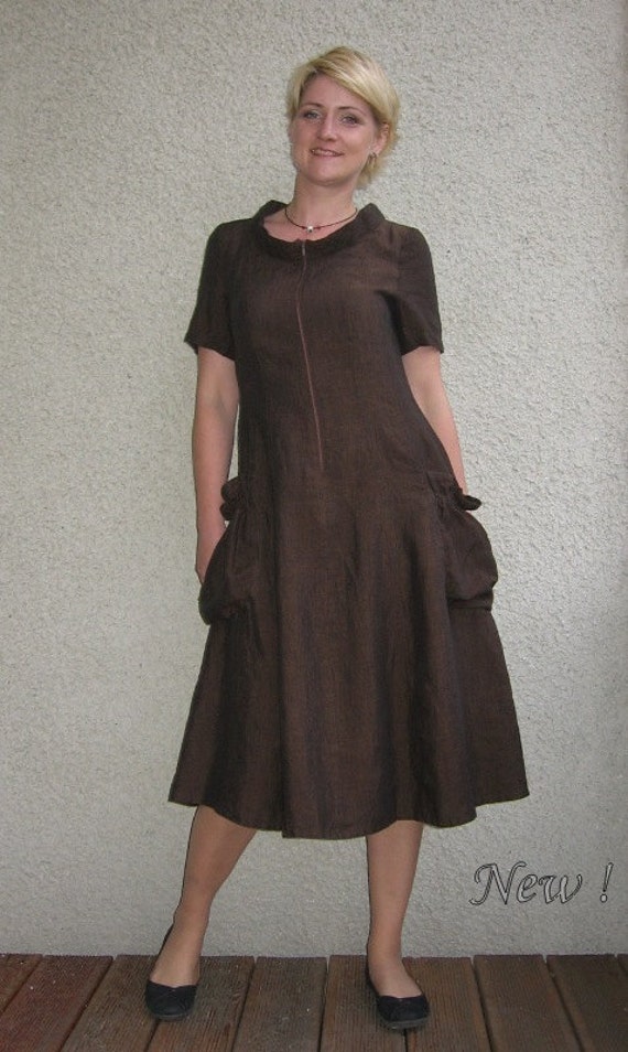 Eco friendly brown linen dress