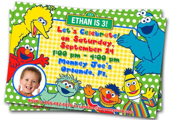 Items similar to Sesame Street Invitations: Printable Custom Elmo ...