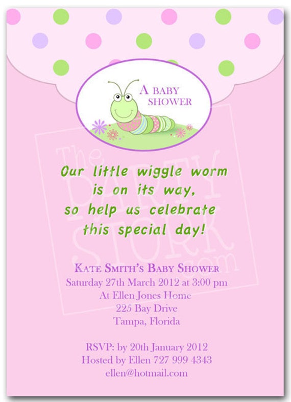 Baby Girl Shower Invitation, Printable Invite for Girls, Caterpillar ...