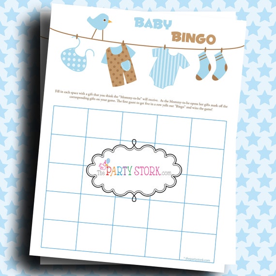 Baby Boy Shower Gift Bingo Game Baby Laundry PRINTABLE More