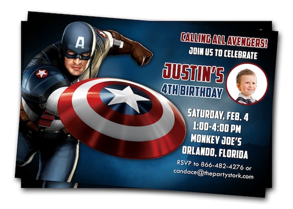 Captain America Birthday Party Invitations 2