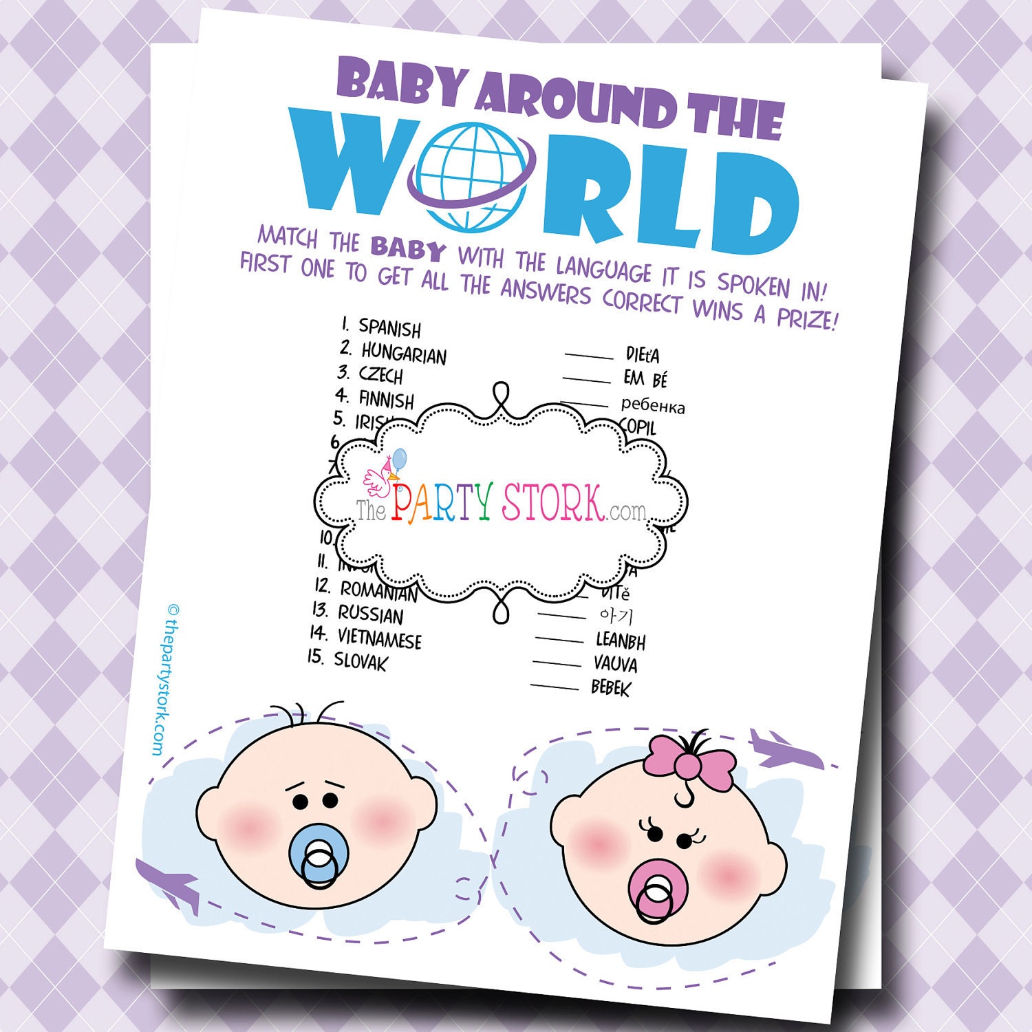 800 New baby shower game around the world 424 Digital INSTANT DOWNLOAD Baby Shower Games: by thepartystork 