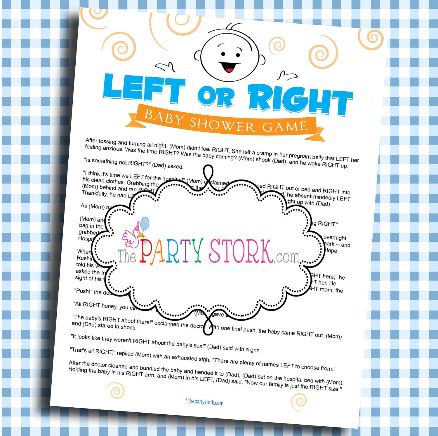 Printable Baby Shower Game Left or Right Game Unique Fun