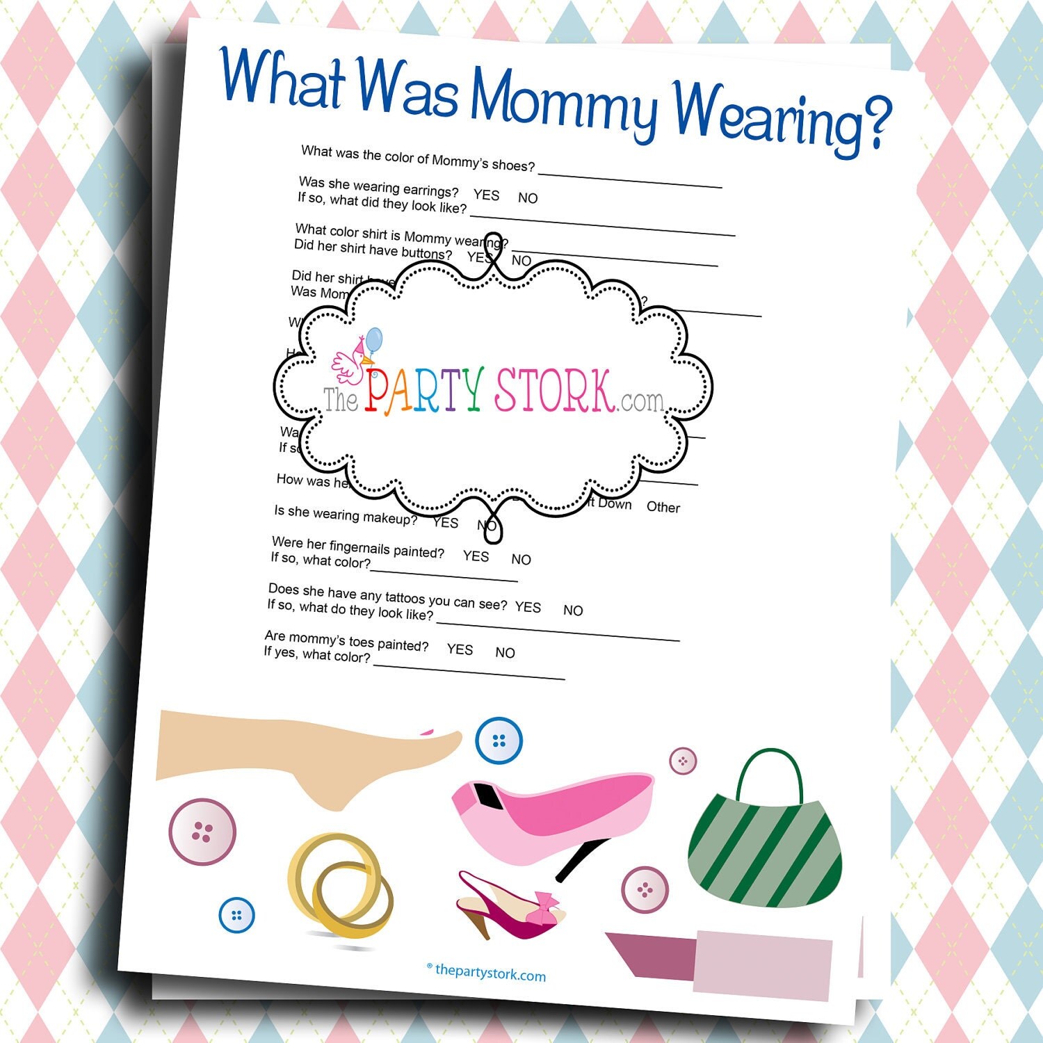 Fun Baby Shower Games What was Mommy Wearing PRINTABLE Game