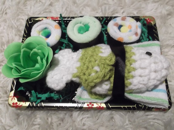 Baby Sushi Shower Gift - Baby Boy - Baby Washcloths - Unique Shower Gift