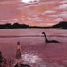 Meeting Nessie, Art Print, Wall Art, Bedroom Decor, Girls Bedroom Art, Whimsical Art, Home Decor, Girls Gift, Quirky Art, Loch Ness Monster