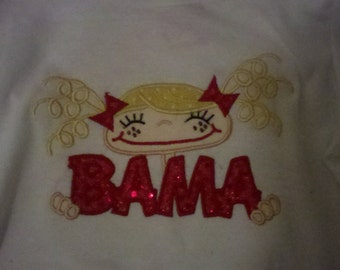 Bama Girl or Boy Applique Shirt, Bama, Roll Tide, Alabama, Universtiy of Alabama, Mascot,