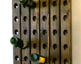 Wine Rack Riddling Antique Style Walnut Finish Wall Hanging Racks