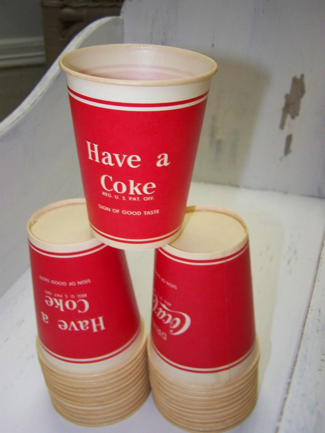 Coca Cola Wax Paper Cups Six Red Paper Cups Coca Cola