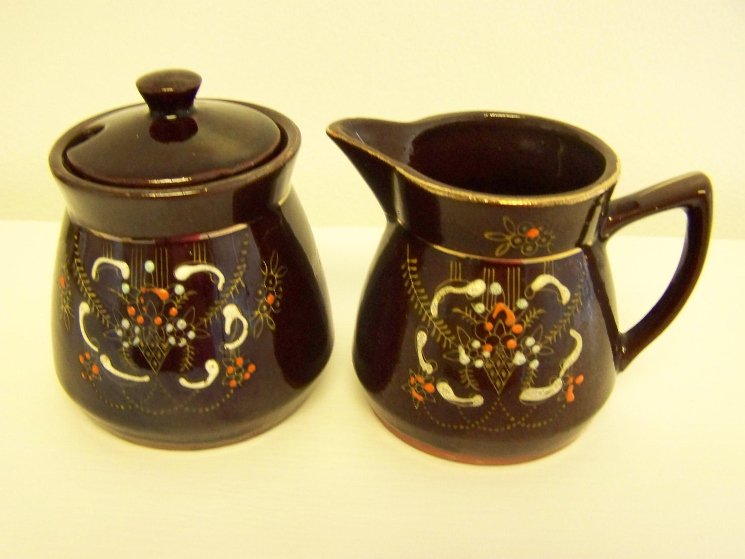 Brown Sugar Creamer Vintage Sugar Creamer Dark Brown Japanese