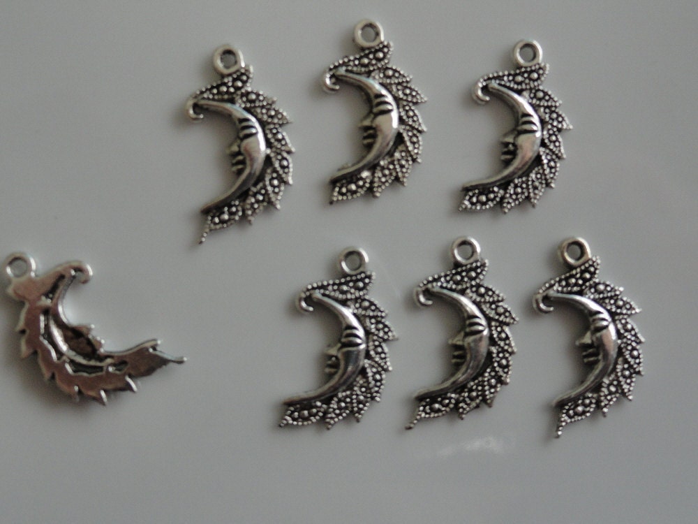 Moon Pendant Earring Necklace Charms (12) Tibetan Silver Style 1 Inch steampunk buy now online