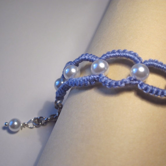 Items similar to Periwinkle Blue Lavender Tatted Lace Friendship ...