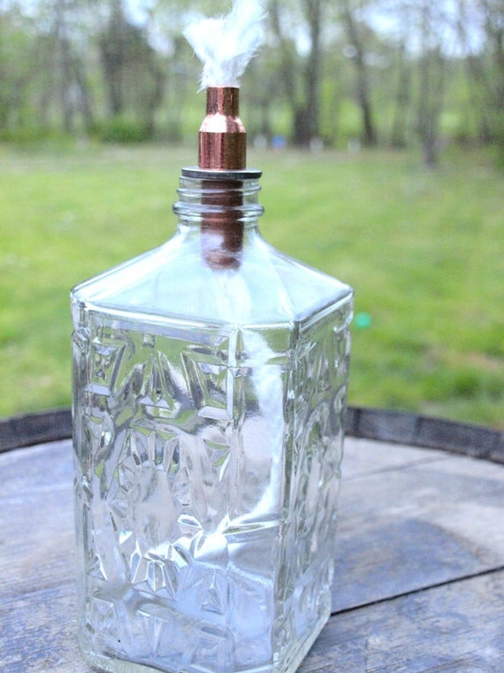 Vintage Liquor Bottle Tabletop Tiki Torch
