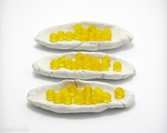 Bright Lemon Yellow Fire Polished Czech Glass Bead 6mm (35) Polish Faceted Frosted Matte Spring last
