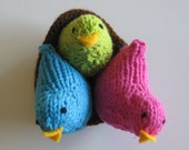 Knitted Birds in a Nest (Pink, Lime Green and Aqua)