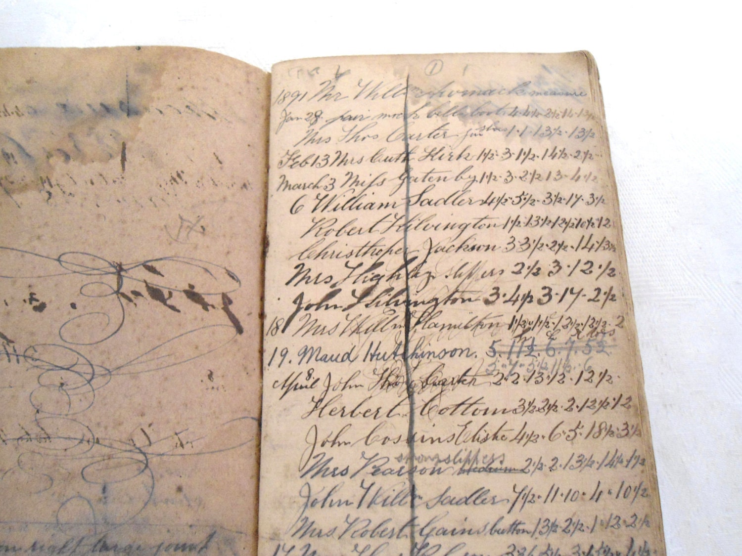 Antique Black Leather Ledger Book from 1891