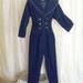 Vintage womens denim jumpsuit nautical shawl collar