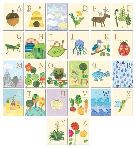 Nature's Alphabet 26 illustrated wall cards Nature's Alphabet 26 illustrated wall cards
