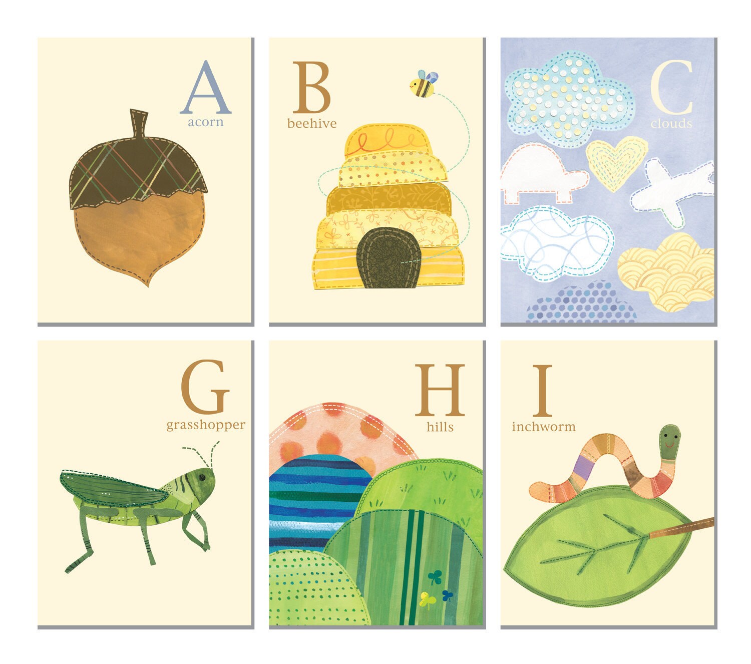 Nature's Alphabet 26 illustrated wall cards by missjillmcdonald