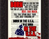 Items similar to Bruce Springsteen Born In The USA song lyric Print on ...