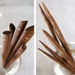Food Spears - Reclaimed wood Toothpicks - set of 5 made from salvaged walnut with recycled copper rivet detailing