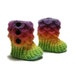 Crochet Crocodile 0-6 Month Baby Girl Slipper Booties in Bright Rainbow, Ready To Ship