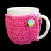 Bright Pink Coffee Cup Cozy, Ready to Ship