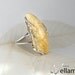 Modern sterling silver adjustable ring with large OOAK white - yellow natural Baltic amber, OOAK ring