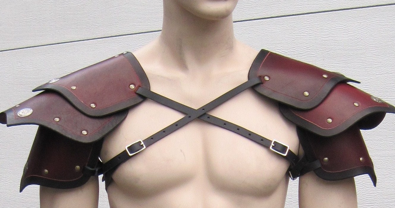 Leather Armor Segmented Shoulders by SharpMountainLeather on Etsy