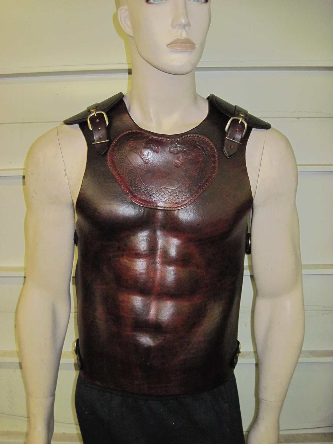 Molded leather armor chest back & shoulders with your graphic