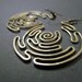 Spiral Labyrinth, Wire Wrapped Brass Earrings