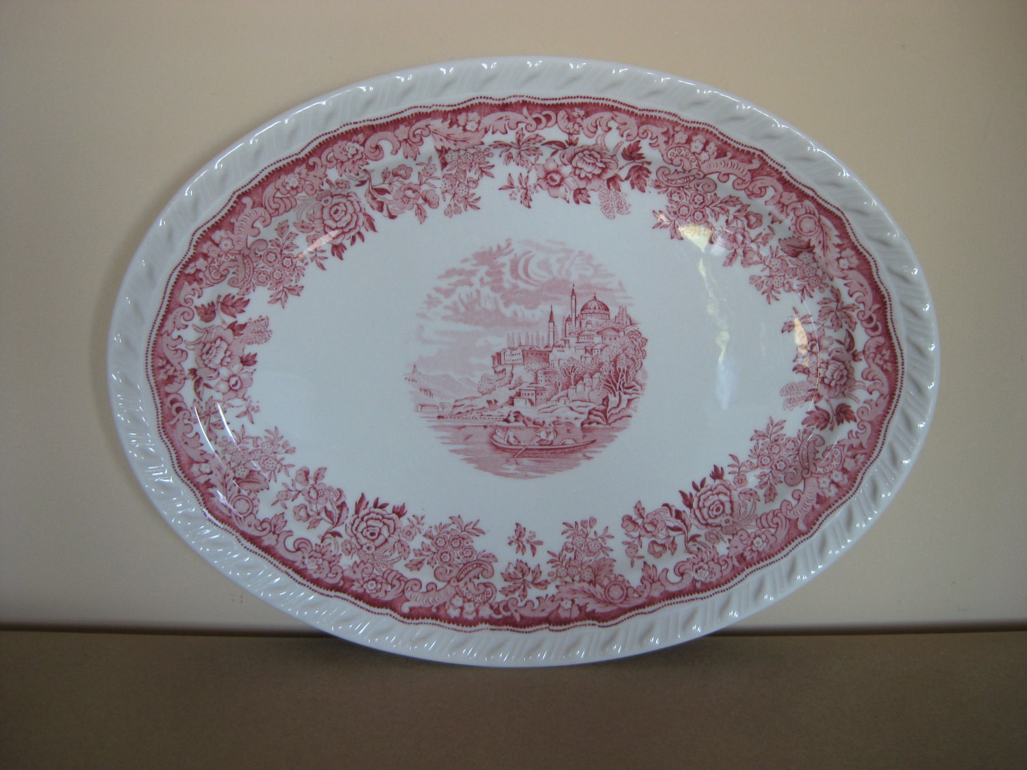 Red Toile Serving Platter china dinner dish Walker True china