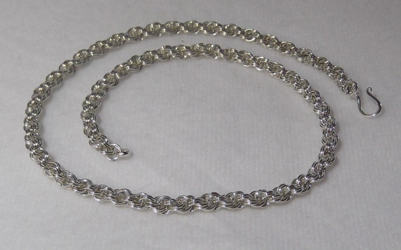 Sterling Silver Double Spiral Rope Necklace Chainmaille