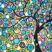 Abstract Tree of Life Painting Circles Jewel Tone Landscape Original Acrylic Canvas 18" x 24"