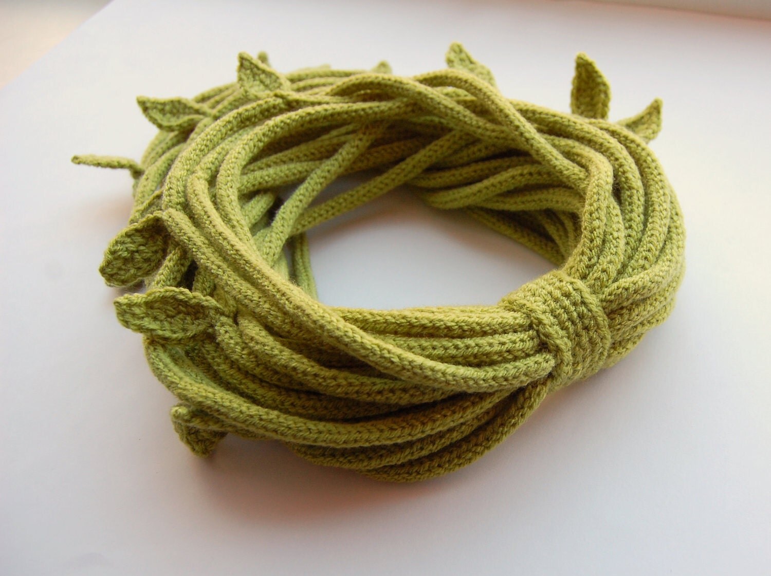Knitted Tube scarf in olive green
