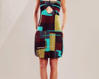 Viscose jersey geometric print dress