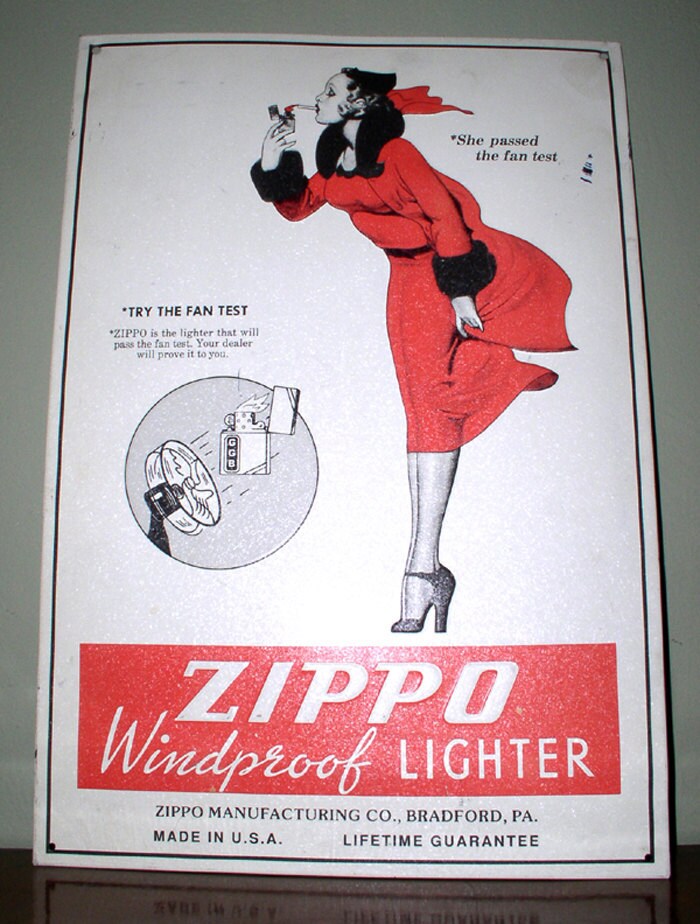 Vintage Zippo Lighter Advertisement Tin Sign
